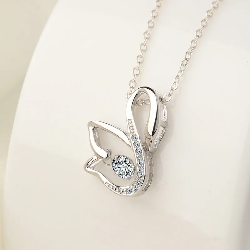 (Pendant Only) Zircon Swan Silver Pendant for Women