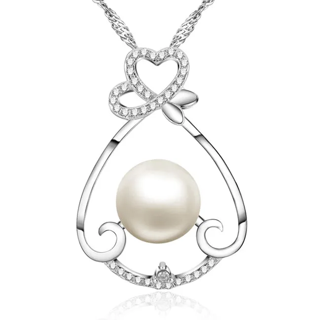 (Pendant Only) Zircon with Freshwater Pearl Silver Pendant for Women