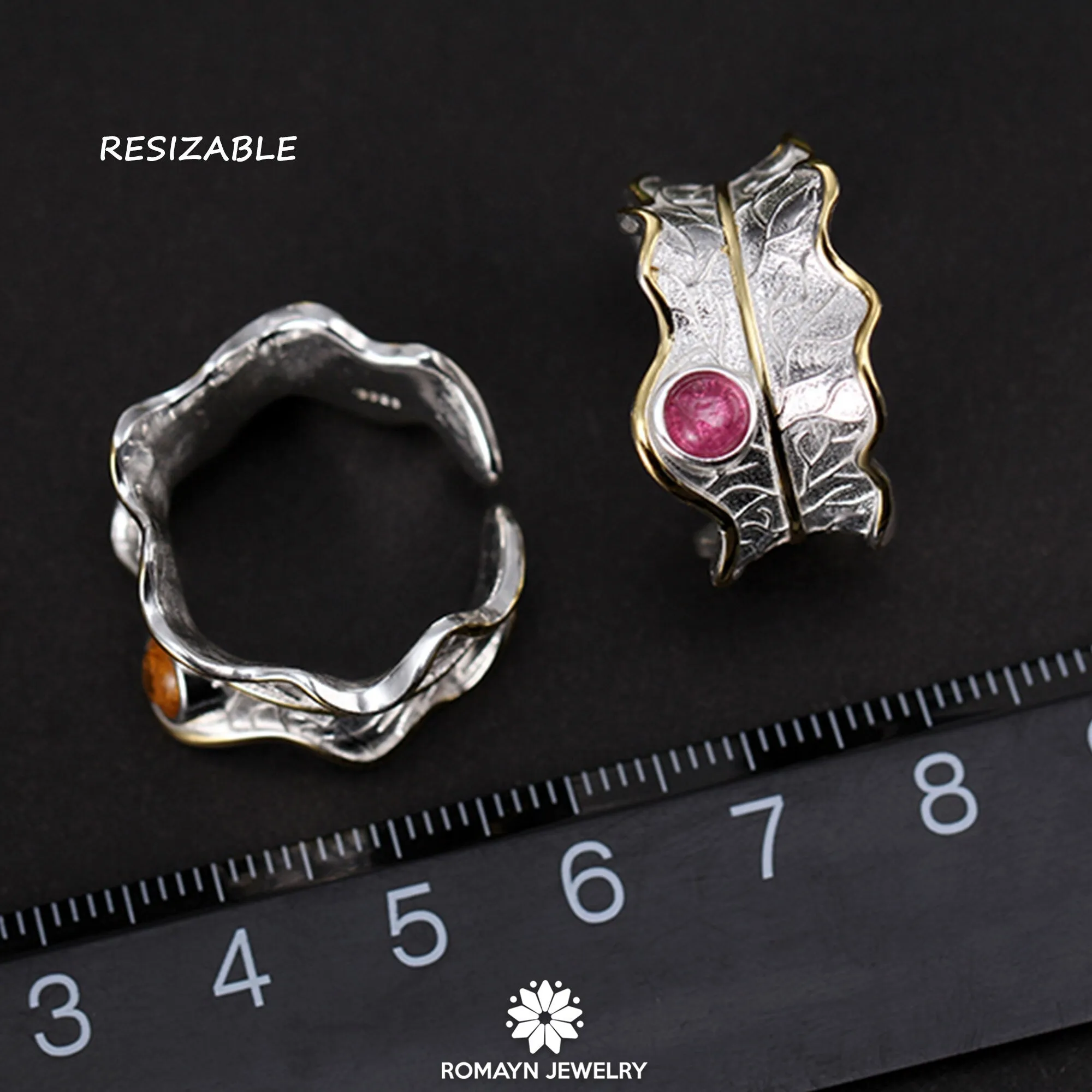 Peony Flower Leaf Ring