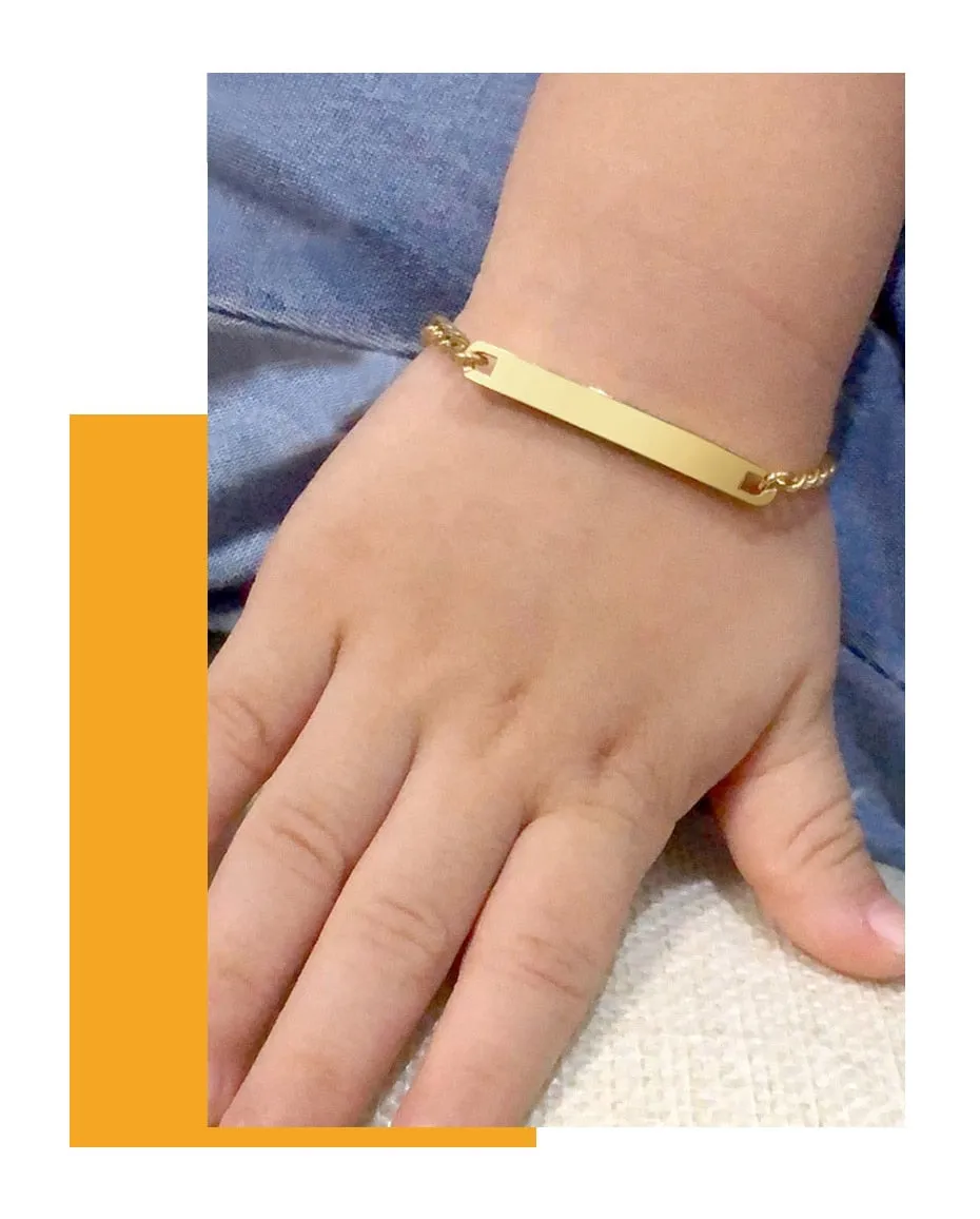 Personalized Custom Baby Name Bracelet Gold Tone Solid Stainless Steel Adjustable Bracelet