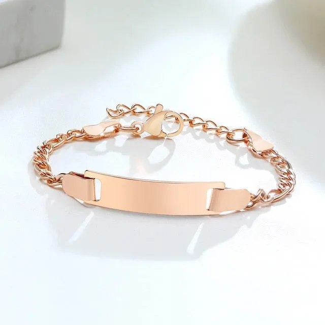 Personalized Custom Baby Name Bracelet Gold Tone Solid Stainless Steel Adjustable Bracelet