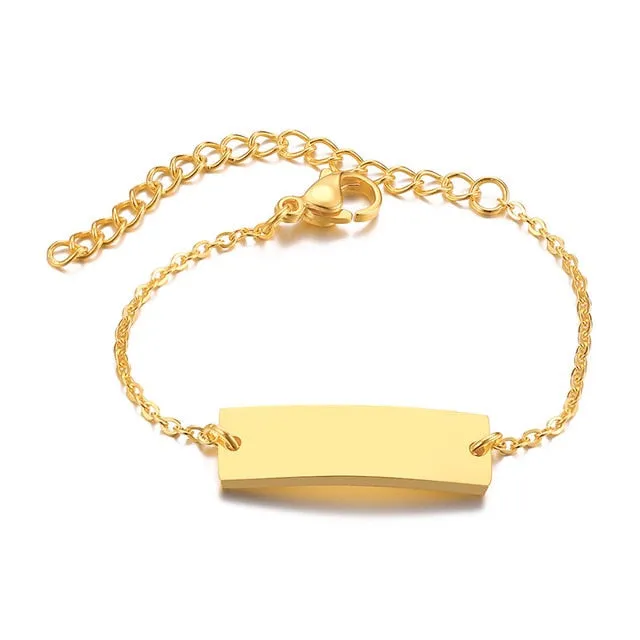 Personalized Custom Baby Name Bracelet Gold Tone Solid Stainless Steel Adjustable Bracelet