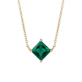 Princess cut  created emerald necklace GN373G