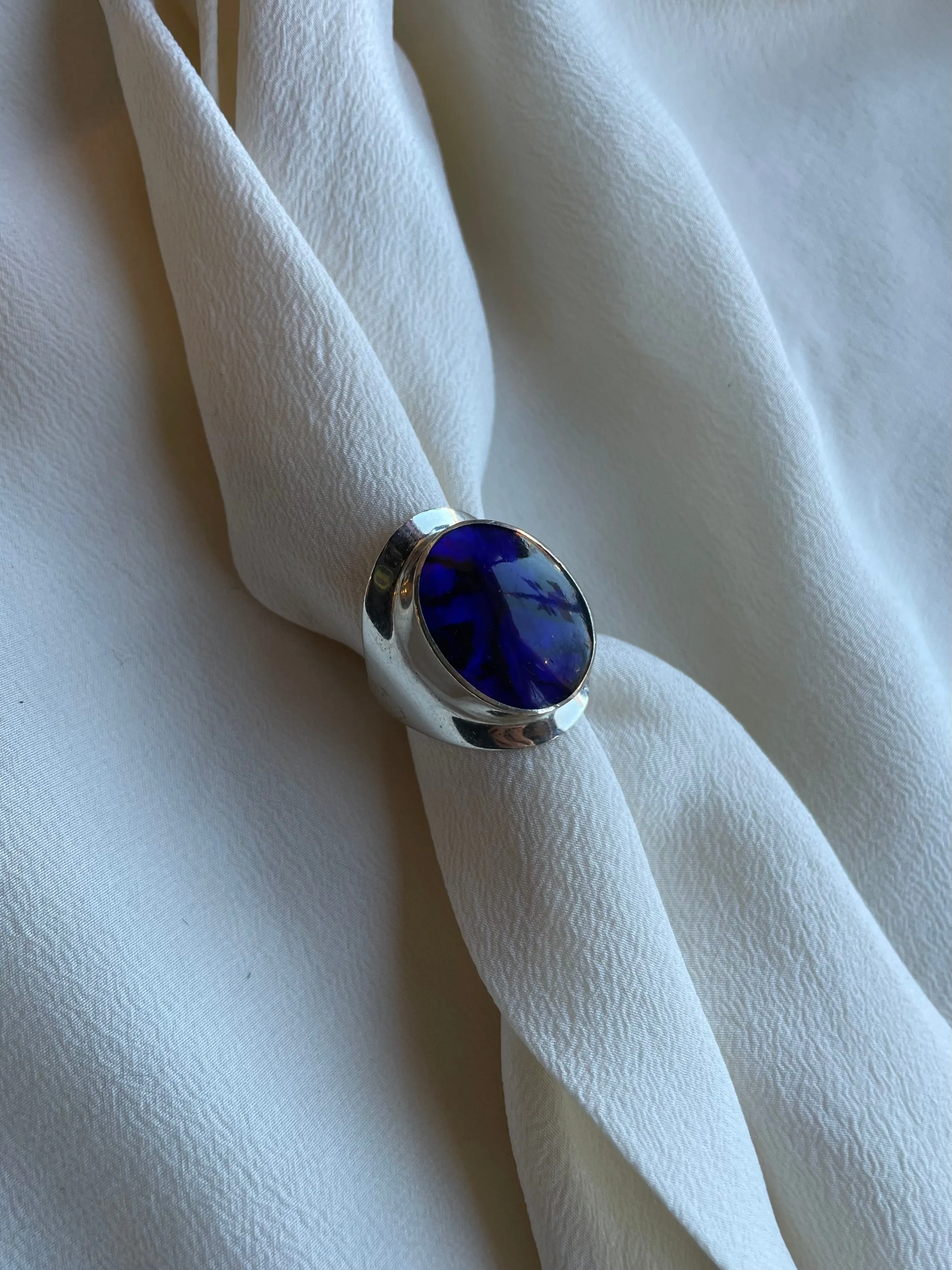 purple resin silver ring R070