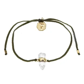 QUARTZ CRYSTAL BRACELET - OLIVE GREEN - GOLD