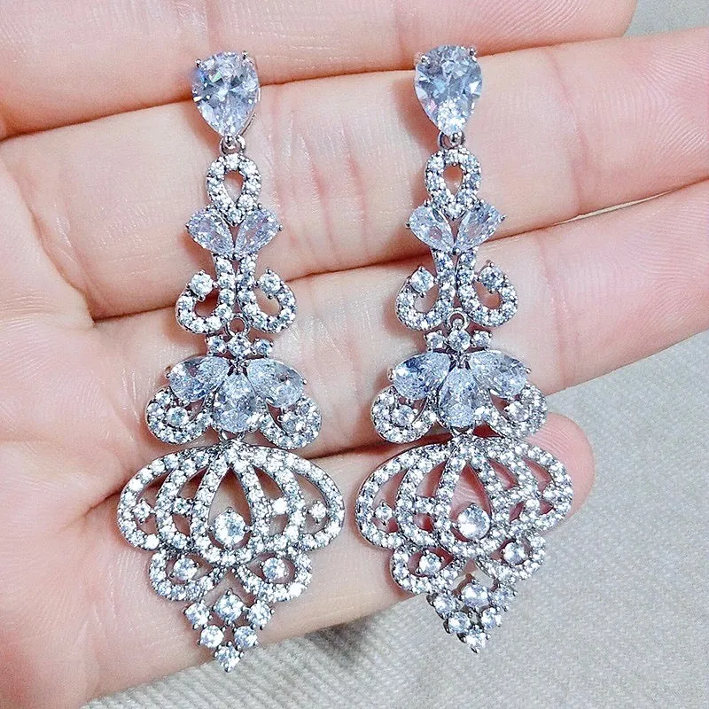 "Elora" - Cubic Zirconia Bridal Earrings - Available in Rose Gold, Silver and Yellow Gold