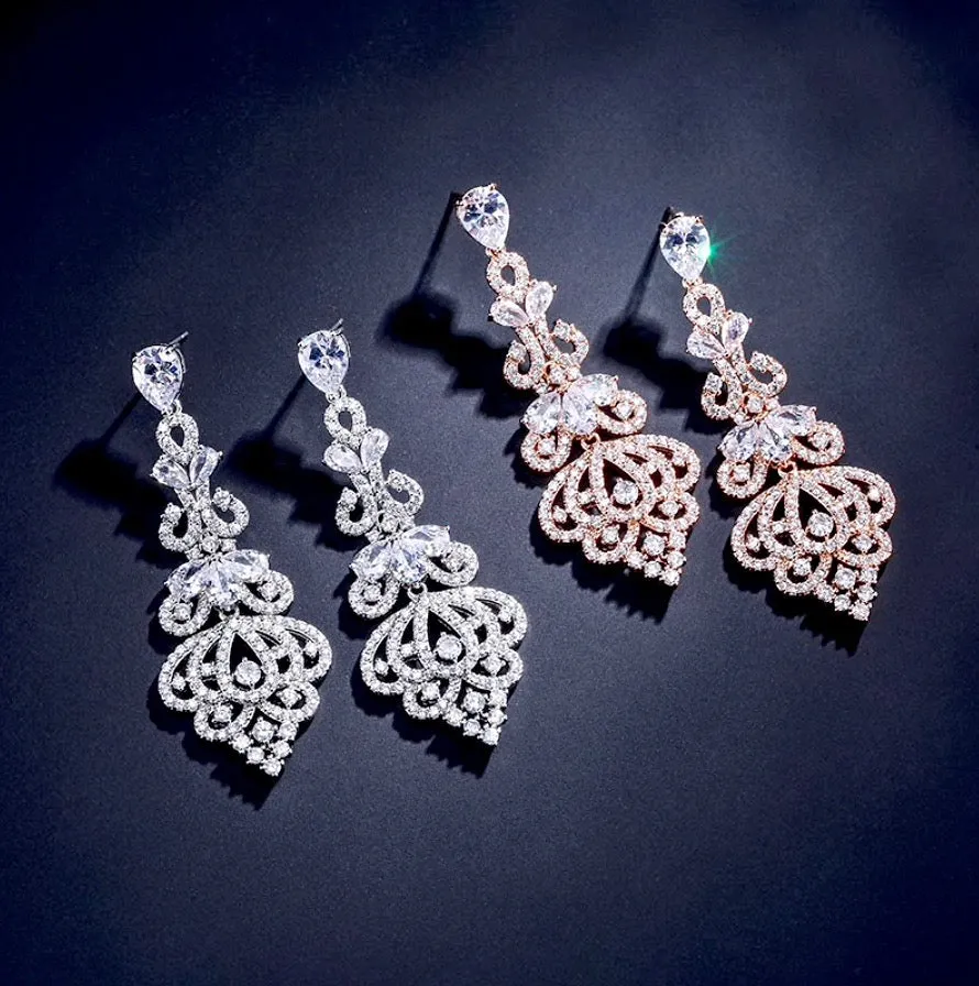 "Elora" - Cubic Zirconia Bridal Earrings - Available in Rose Gold, Silver and Yellow Gold