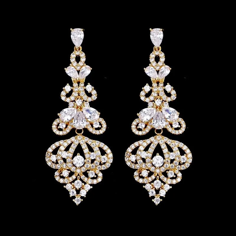 "Elora" - Cubic Zirconia Bridal Earrings - Available in Rose Gold, Silver and Yellow Gold