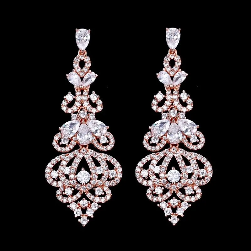 "Elora" - Cubic Zirconia Bridal Earrings - Available in Rose Gold, Silver and Yellow Gold