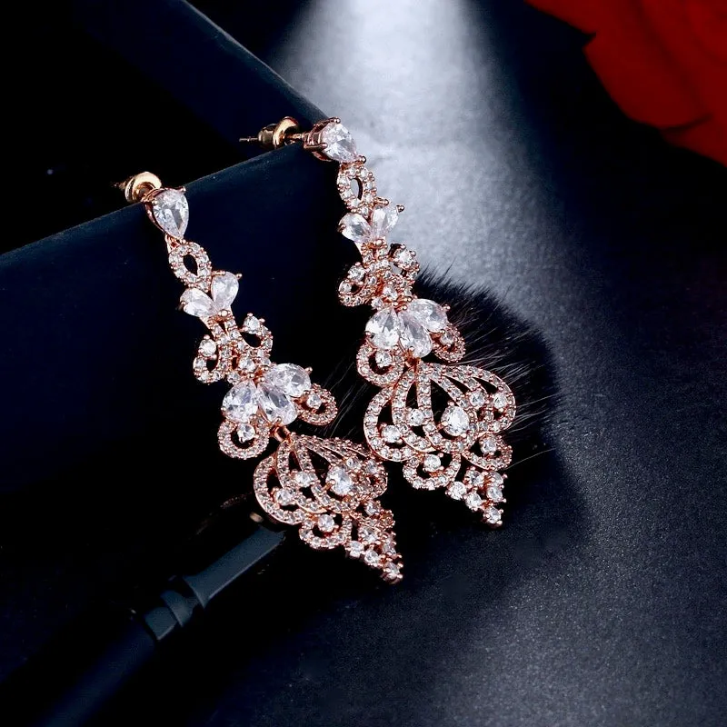 "Elora" - Cubic Zirconia Bridal Earrings - Available in Rose Gold, Silver and Yellow Gold