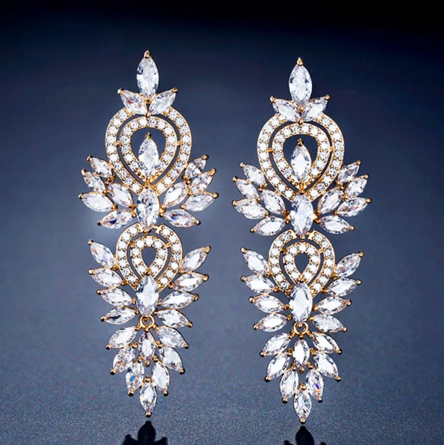 "Haylani" - Cubic Zirconia Bridal Earrings - Available in Silver, Rose Gold and Yellow Gold