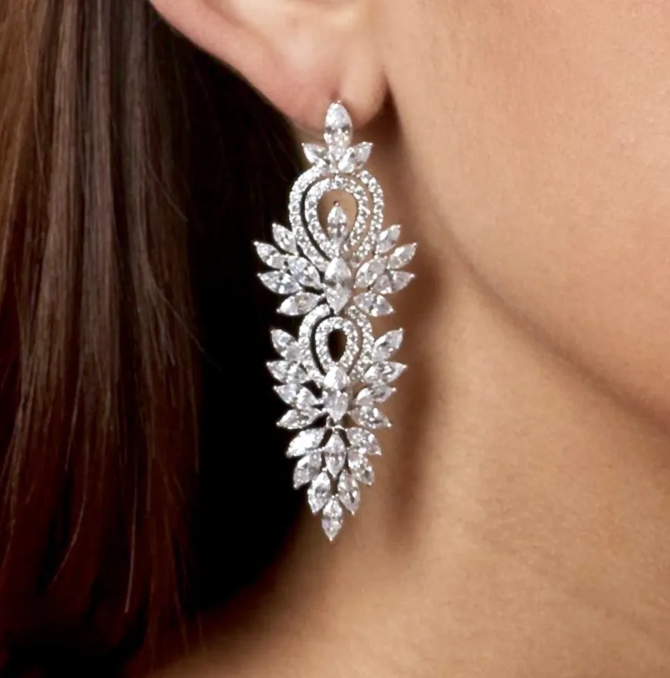 "Haylani" - Cubic Zirconia Bridal Earrings - Available in Silver, Rose Gold and Yellow Gold