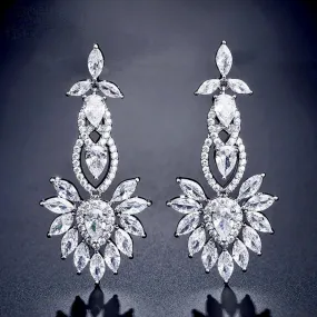 "Tatiana" - Silver Cubic Zirconia Bridal Earrings