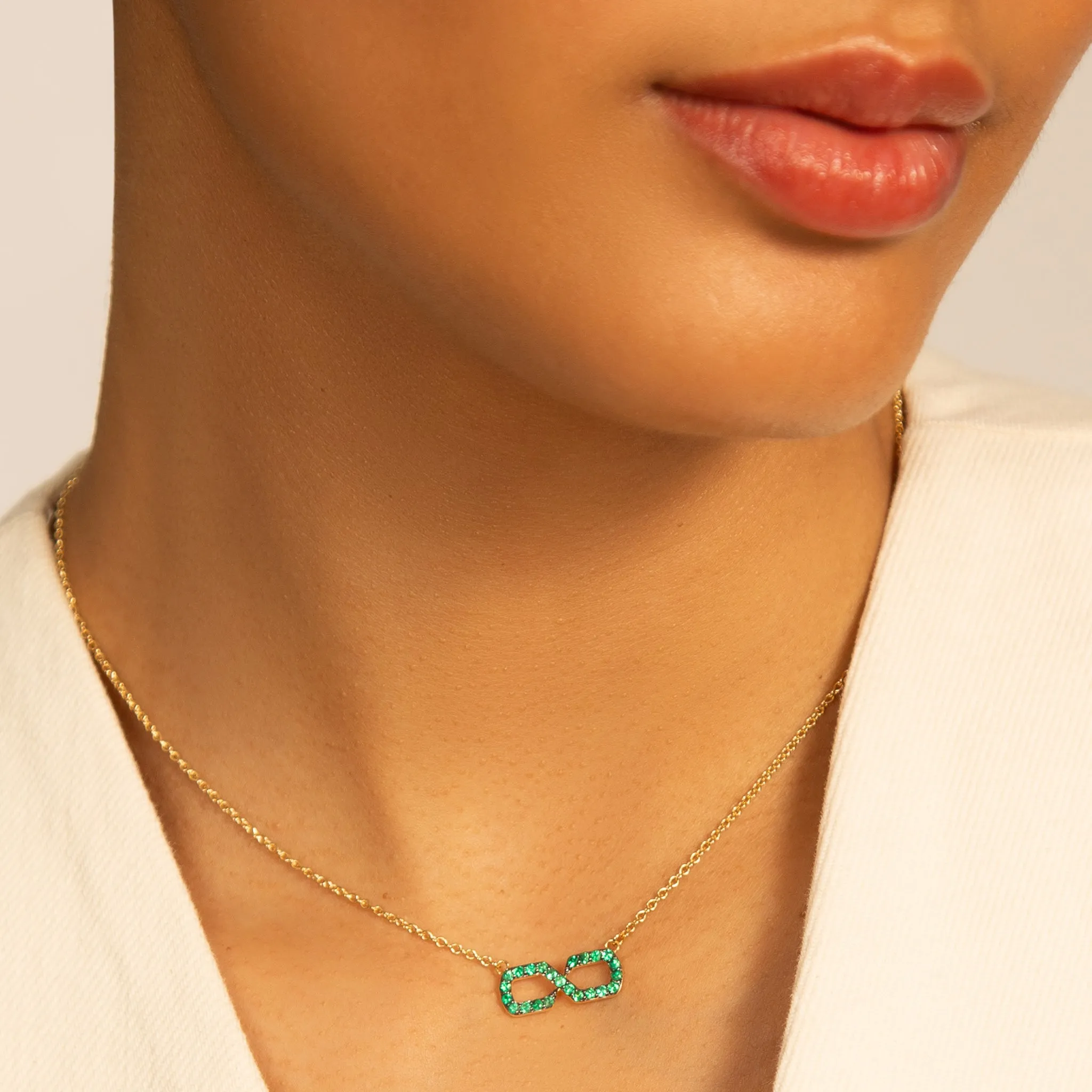 "The Symbol" Emerald Infinity Necklace