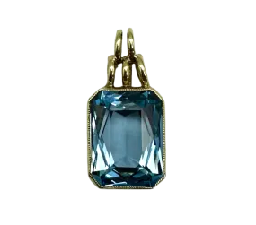 Radiant Cut Blue Topaz Pendant in 14K Yellow Gold