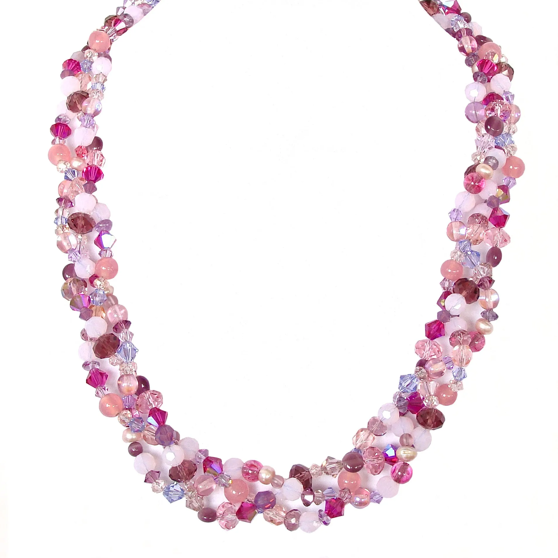 Radiant Matrix: Braided Necklace in Pink and Purple