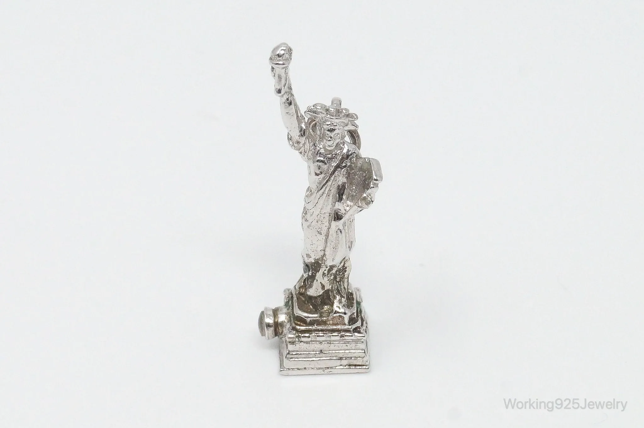 Rare Statue of Liberty New York Skyline Picture View Sterling Silver Charm