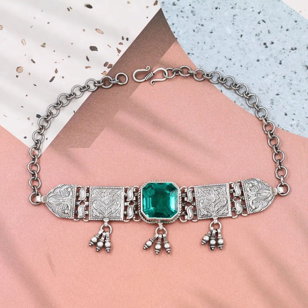 Regal Green: Sangeeta Boochra Silver Emerald Necklace