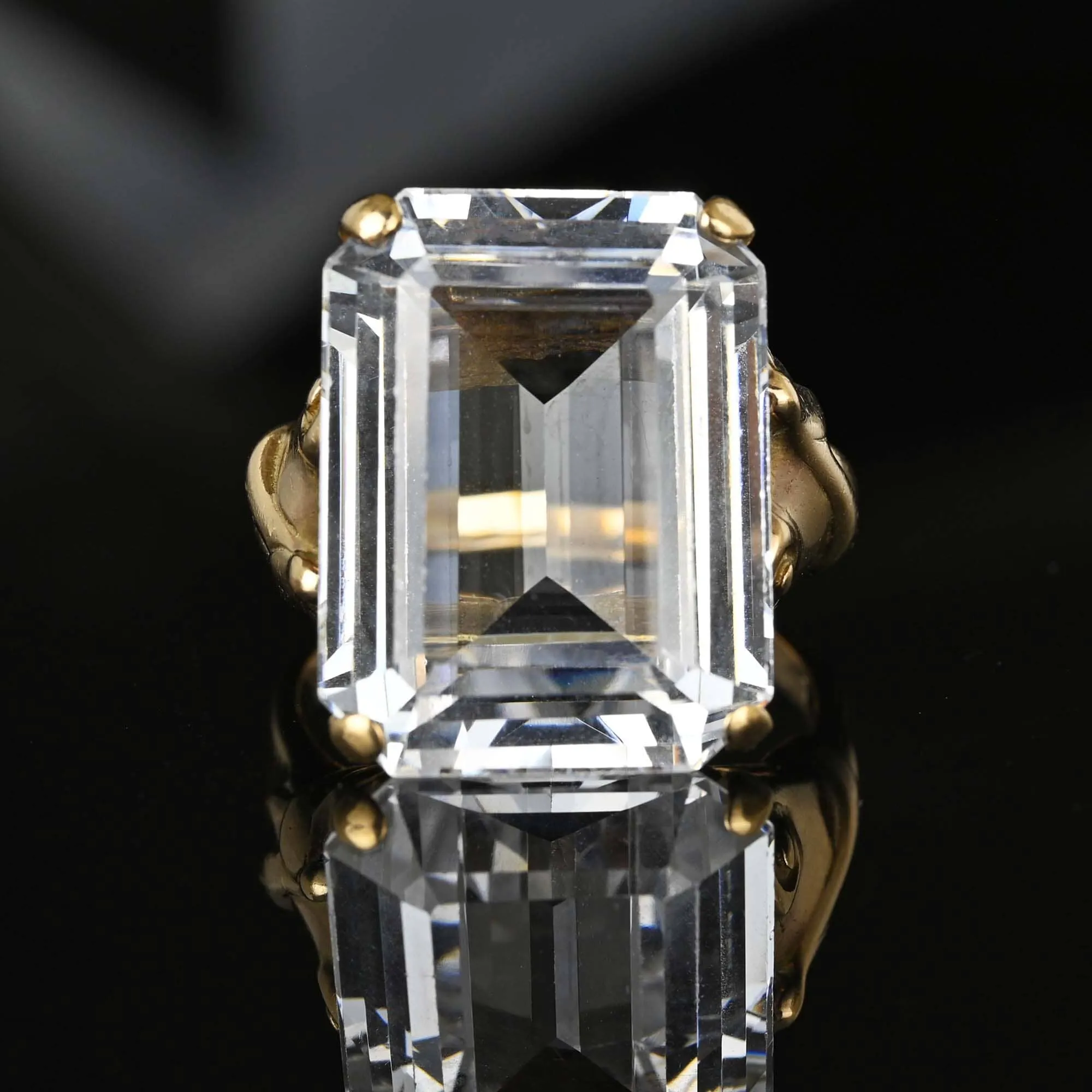 Retro Gold 28 Carat White Spinel Cocktail Ring