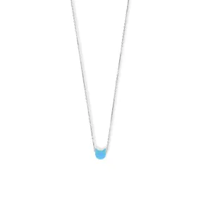 Rhodium Plated Synthetic Opal Kitty Cat Face Necklace