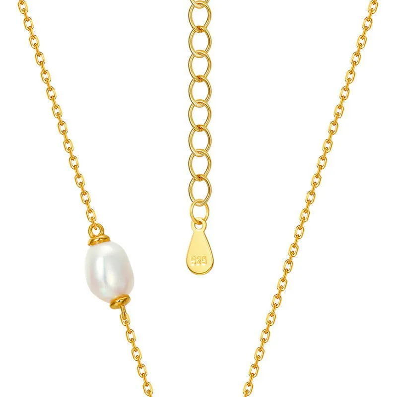 Rhombic Pearl Pendant Clavicle Chain Necklace