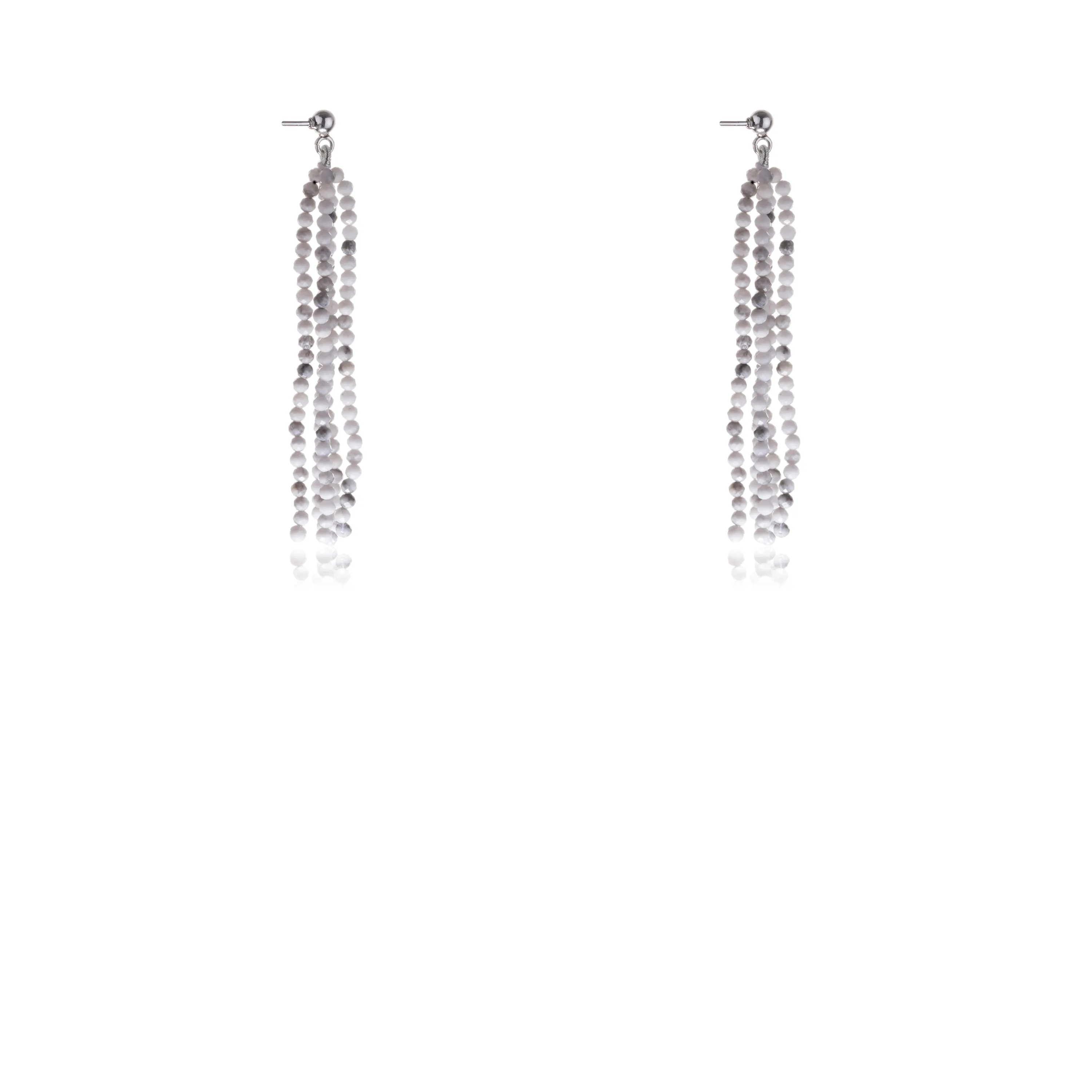 Ridhi, Howlite Chandelier Beaded Earrings, Sterling Silver