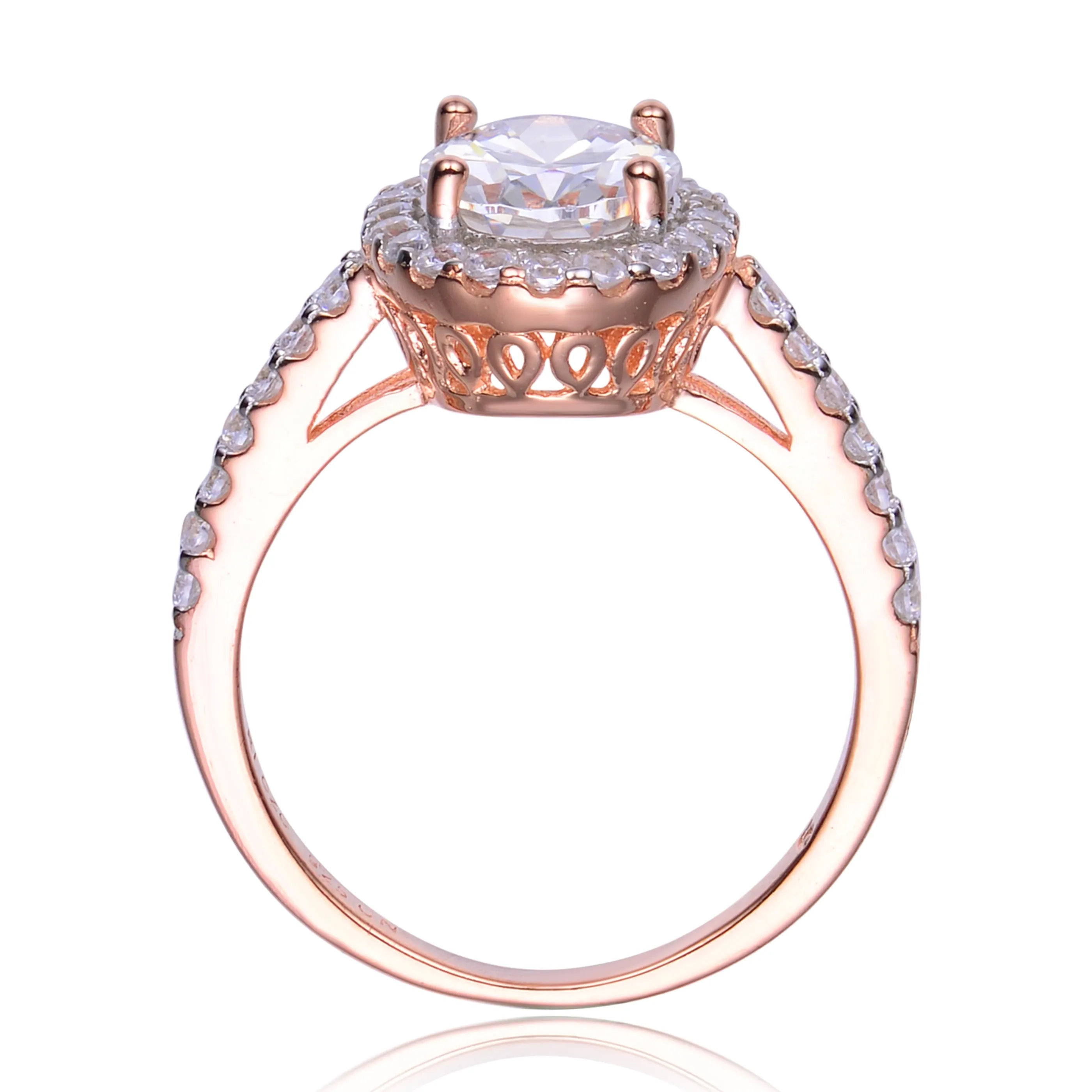 Rose Gold Plated Clear Cubic Zirconia Accent Ring