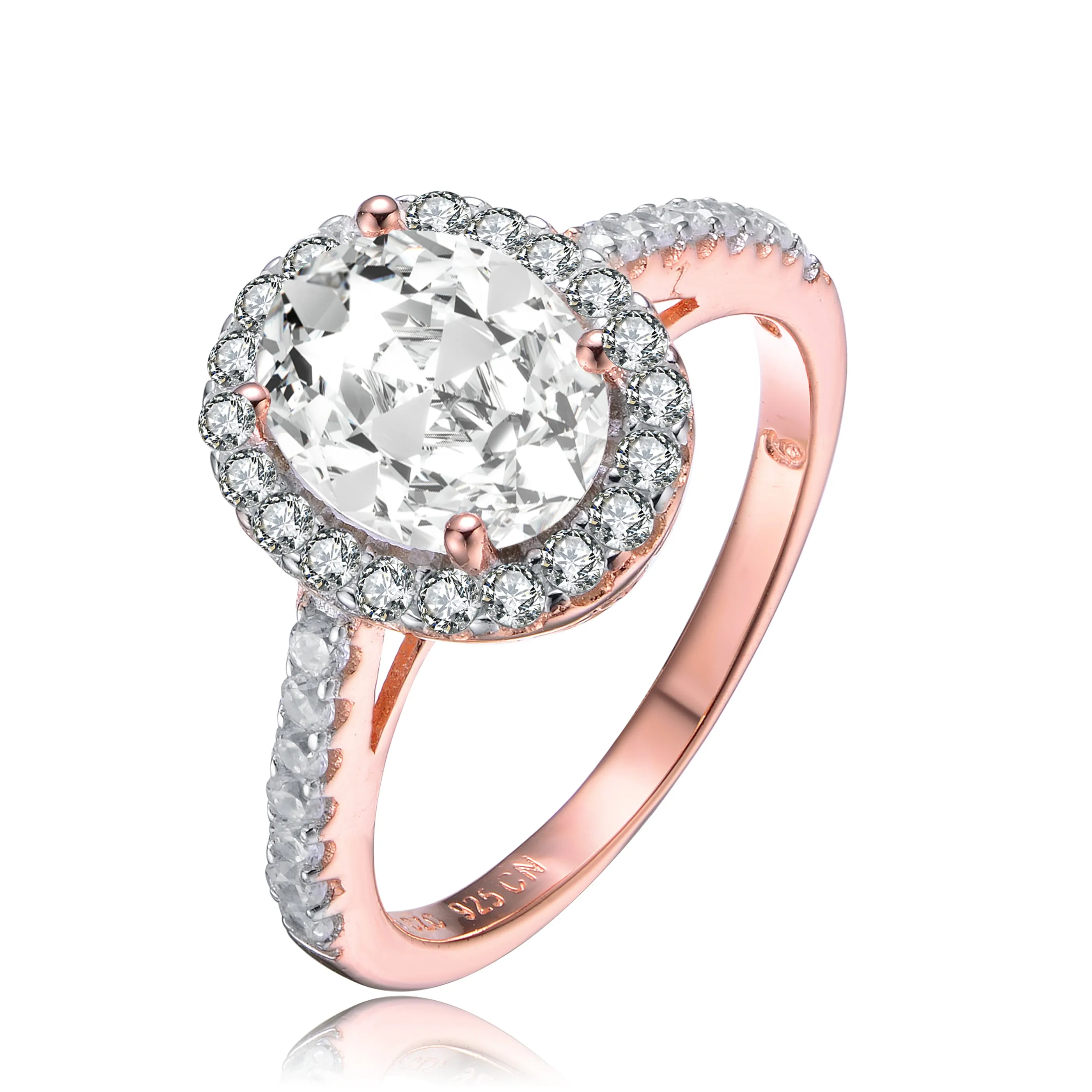 Rose Gold Plated Clear Cubic Zirconia Accent Ring