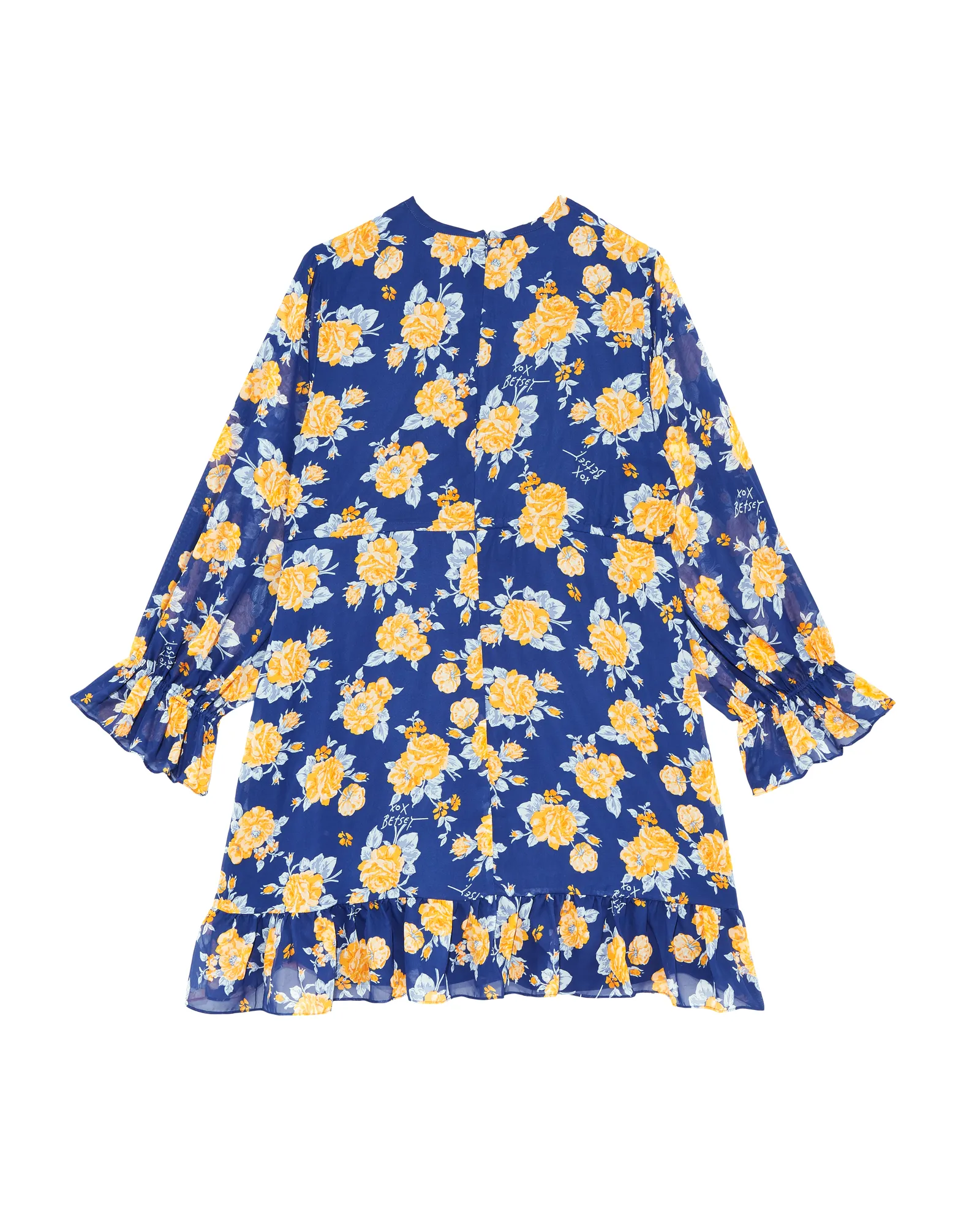 Rosemont Chiffon Long Sleeve Dress | Navy / Yellow