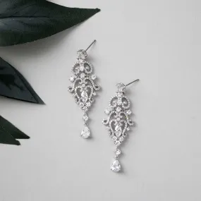 Scrolling Mini Chandelier CZ Earrings