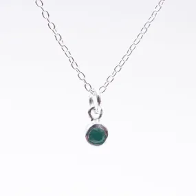 Silver & Raw Emerald Solitaire Necklace