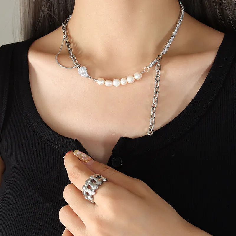 Silver Color Personality Fashion Necklace Earring Set