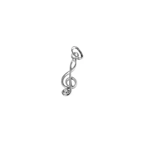 Silver Cubic Zirconia Treble Clef Charm