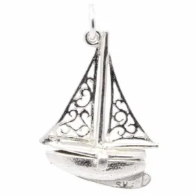 Silver Opening Sailing Boat Yacht Charm