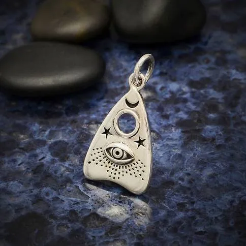 Silver Ouija Planchette Charm with All Seeing Eye