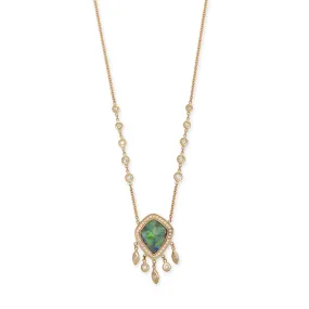 SMALL PAVE OPAL KITE   MARQUISE AND ROUND DIAMOND SHAKER NECKLACE