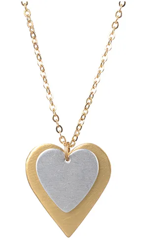 Small Silver Over Gold Heart Pendant