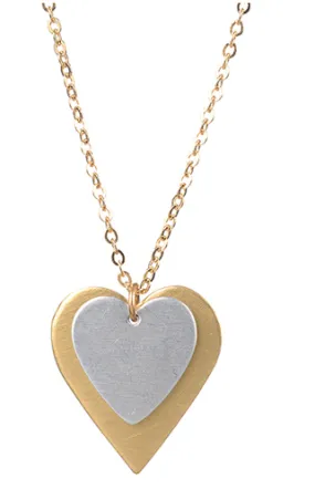 Small Silver Over Gold Heart Pendant