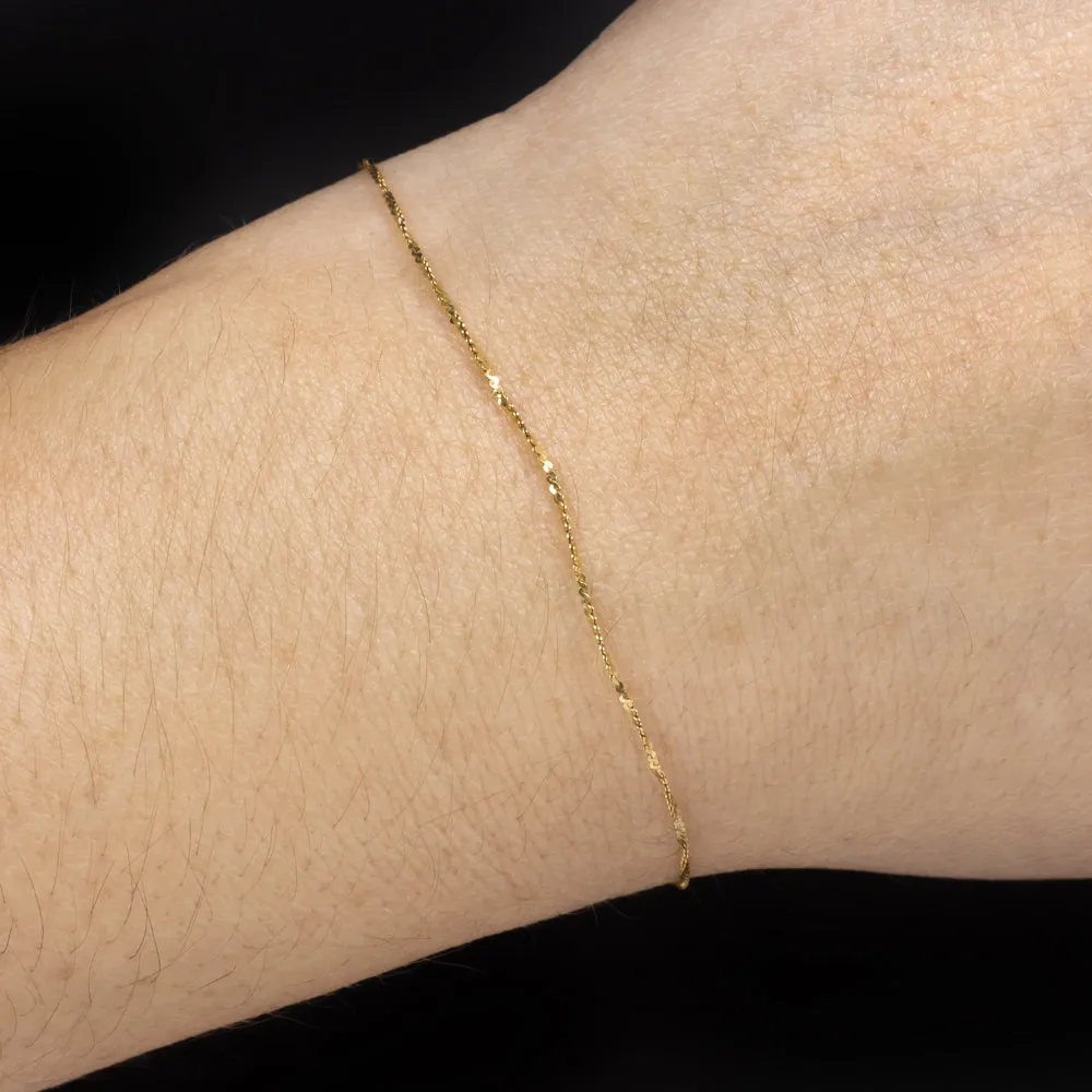 SOLID 14k YELLOW GOLD S LINK CHAIN BRACELET THIN SLIM CLASSIC DAINTY EVERYDAY