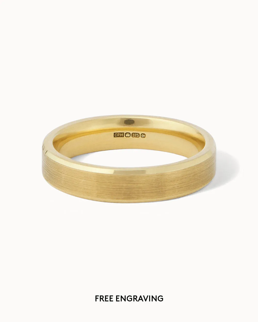 Solid Gold Bevelled Edge Ring - 4mm Band