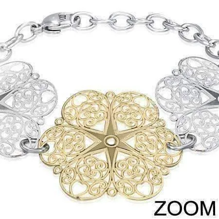 Spanish Galleon Filigree Medallion Chain Bracelet