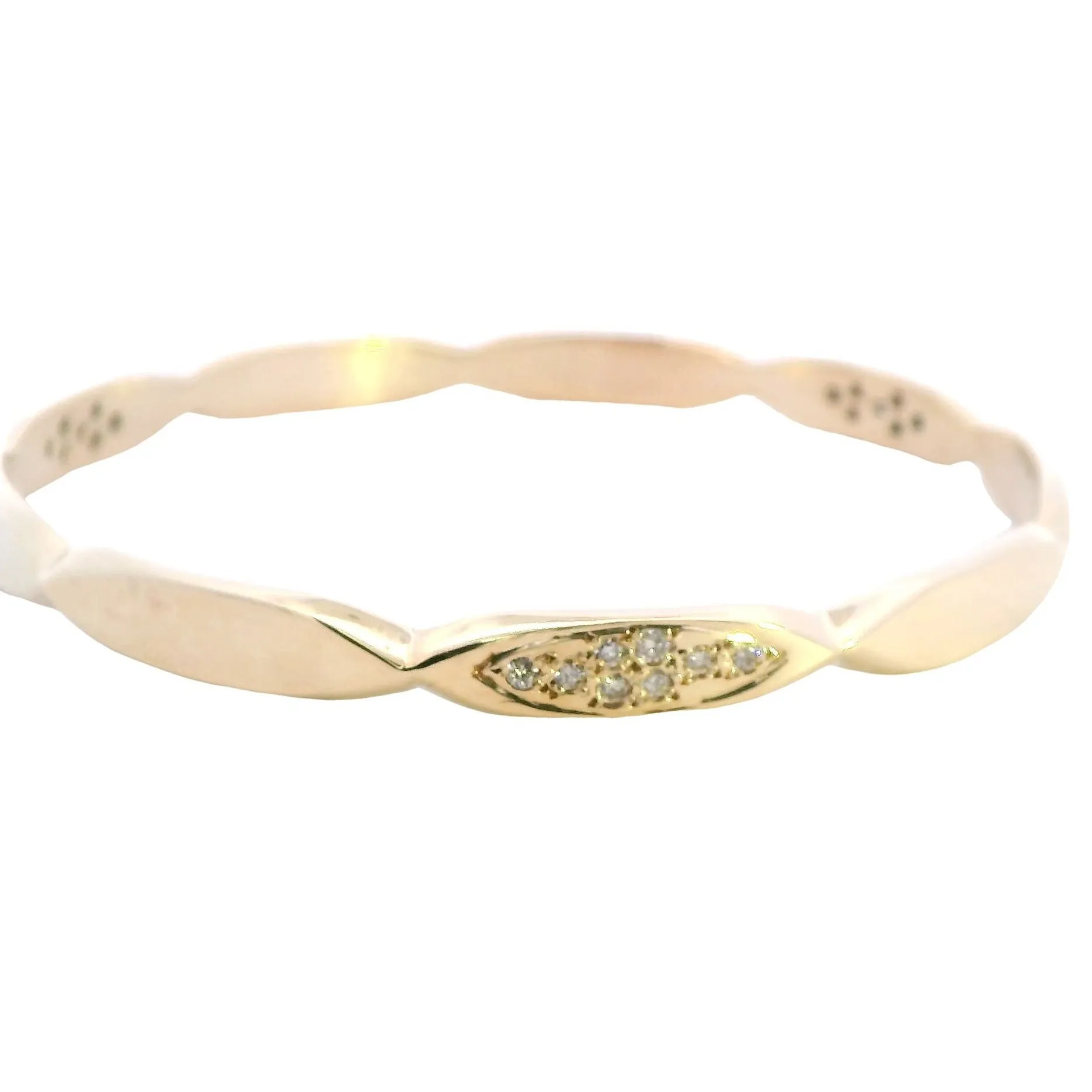 Sparkling Elegance: 9ct Yellow Gold Diamond Set Bangle - Unveil Timeless Beauty