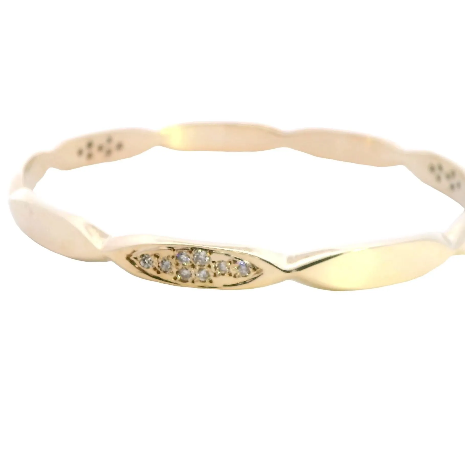 Sparkling Elegance: 9ct Yellow Gold Diamond Set Bangle - Unveil Timeless Beauty