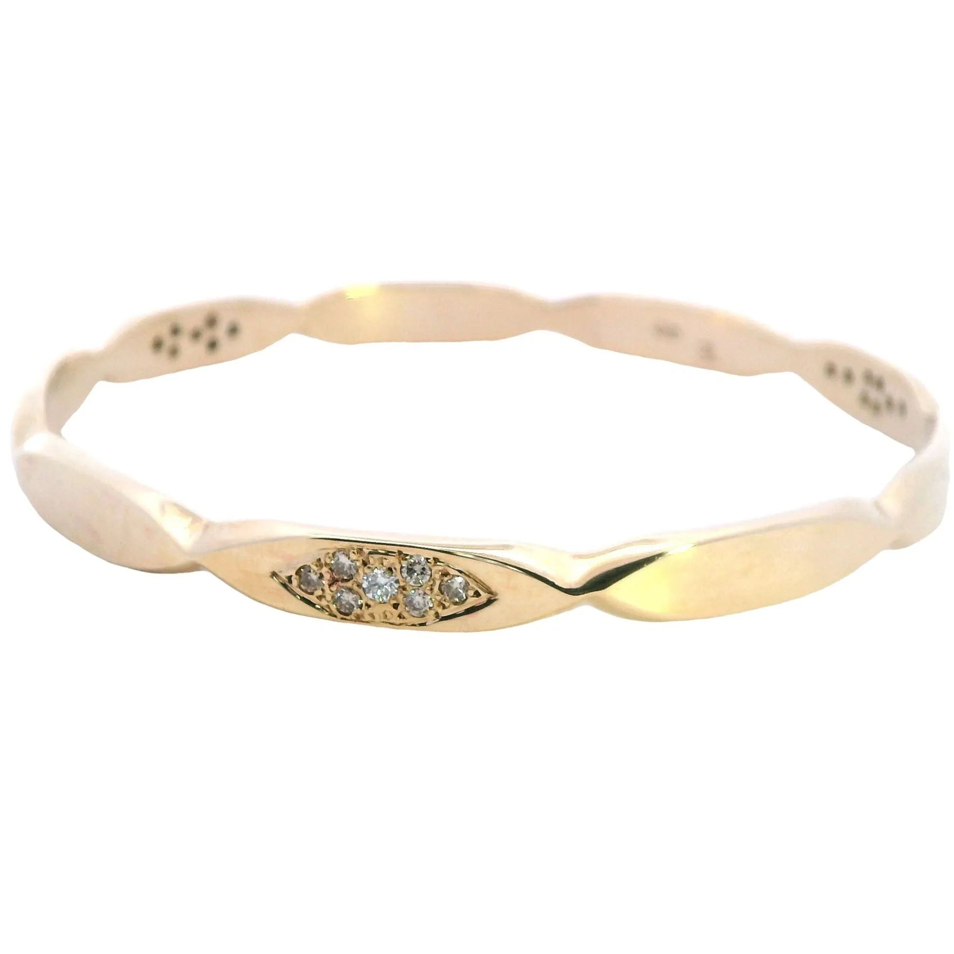 Sparkling Elegance: 9ct Yellow Gold Diamond Set Bangle - Unveil Timeless Beauty