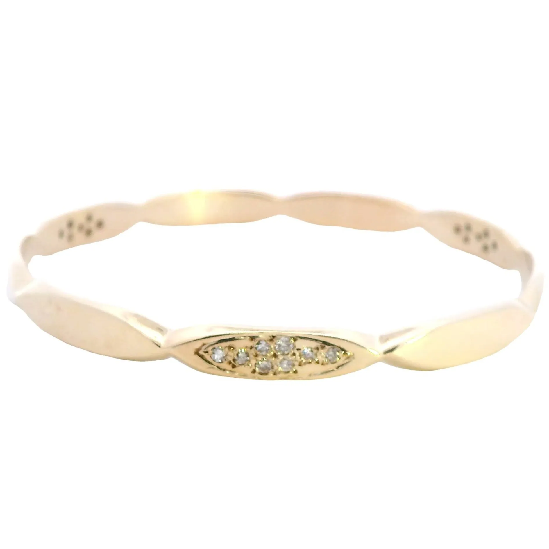 Sparkling Elegance: 9ct Yellow Gold Diamond Set Bangle - Unveil Timeless Beauty