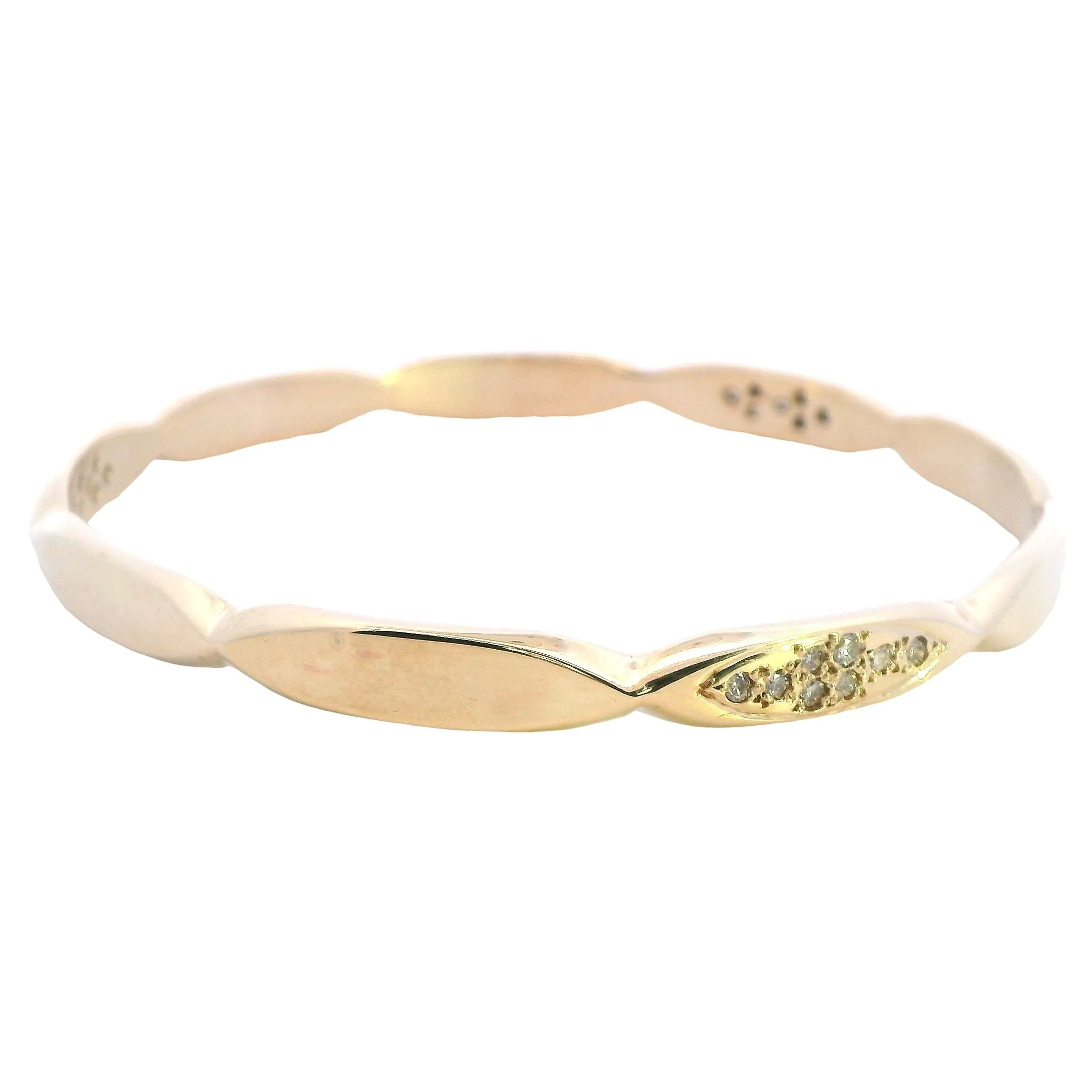 Sparkling Elegance: 9ct Yellow Gold Diamond Set Bangle - Unveil Timeless Beauty