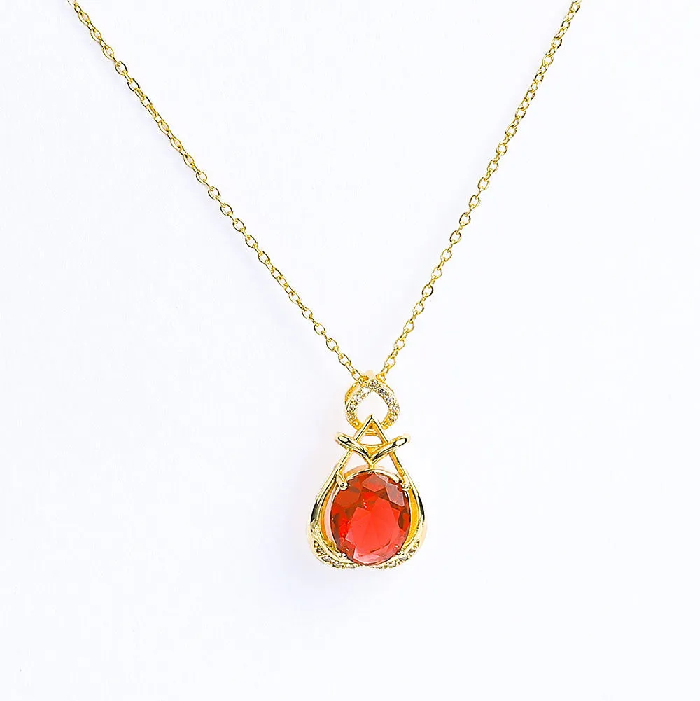 Sparkling Zircon Colorful Gem Necklace - Fluffy