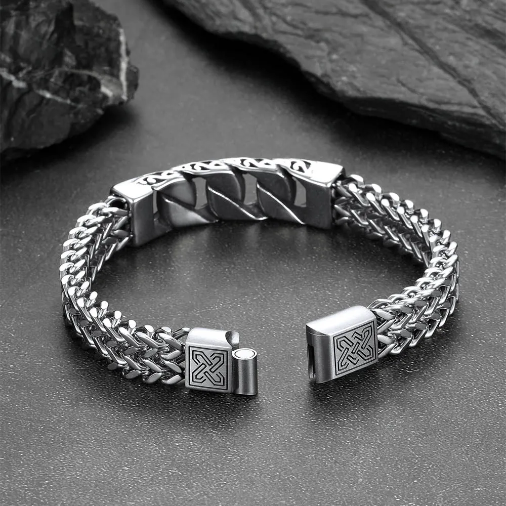 Stainless Steel Heavy Celtic Knot Cuban Link Bracelet For Men