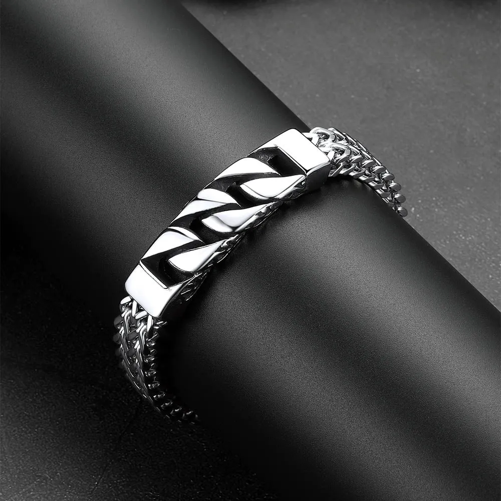 Stainless Steel Heavy Celtic Knot Cuban Link Bracelet For Men