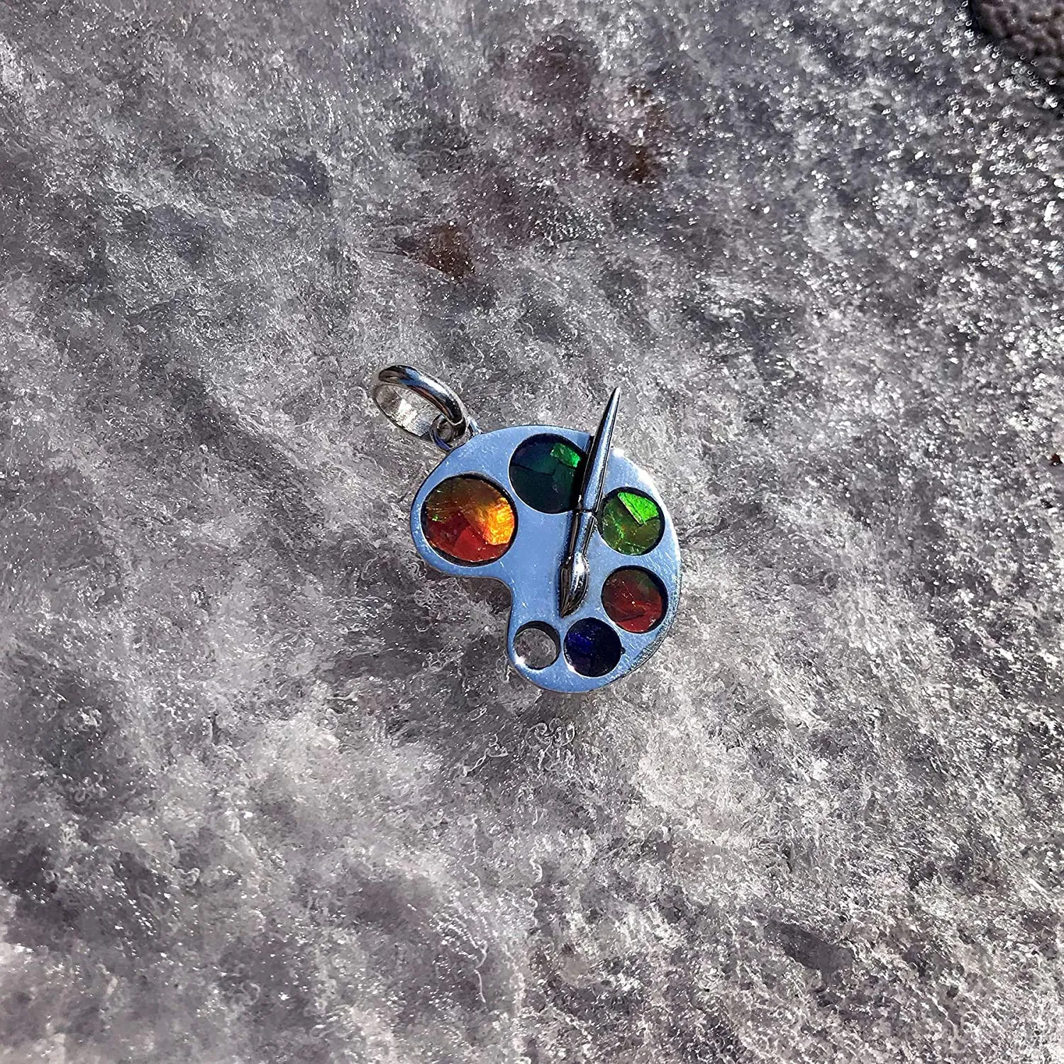 Starborn Ammolite and Sterling Silver Artist Palette Pendant